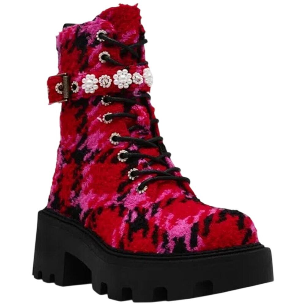 BETSEY JOHNSON Kellan Embellished Lug Sole Combat Booties Size 11 New in Box SOO